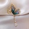 Exquisite Green Crystal Butterfly Brooch for Women Metal Lapel Pins Suit Sweater Badges Jewelry Accessories Gift
