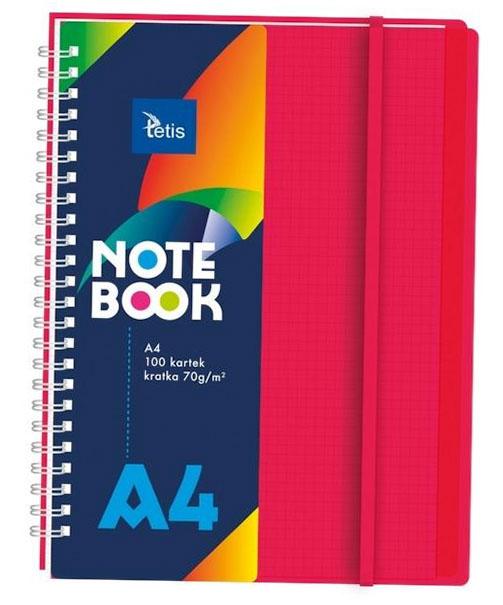 Red A4 Spiral Notebook. PP Cover, 70g/m2, 100 Sheets