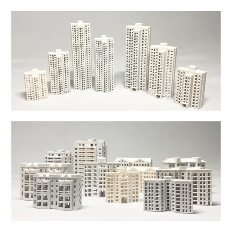 Unpainted Miniature Apartment Building Model Realistic Residential Dioramas For DIY Craft Scenerys 1/800 1/500 Scale