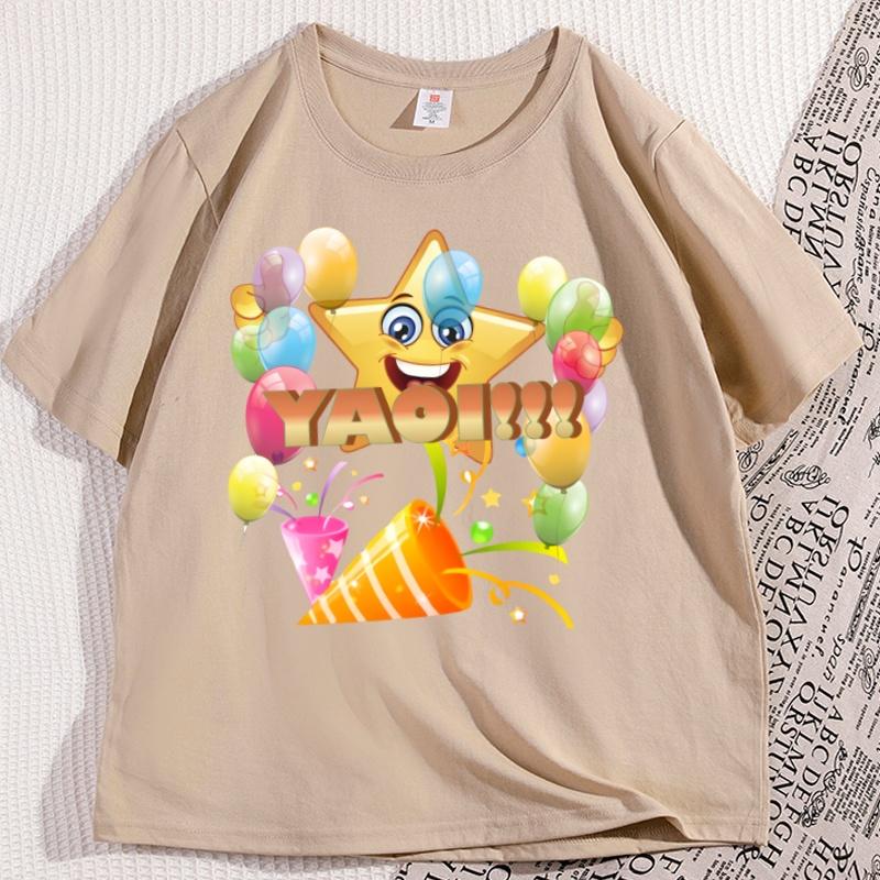 Pastel Yaoi Aesthetic T Shirt Casual Cotton Short Sleeve Round Neck Tees Soft Kawaii Graphic Tees Loose Printed Breathable Tees