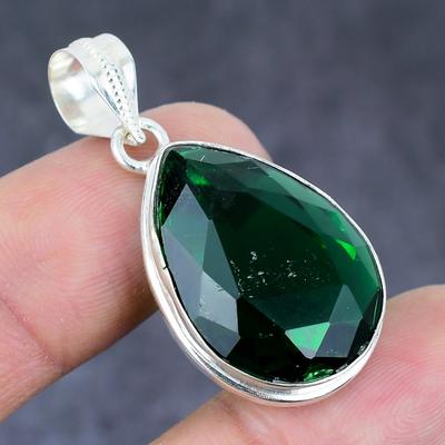 Natürlicher Peridot-Edelstein, handgefertigter Schmuckanhänger aus 925er Sterlingsilber, 3,9 cm, N0Q13