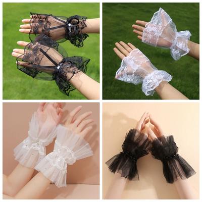 Victorian Lace Ruffled Wrist Comfortable Fake Sleeves Cuffs  Stage Performance