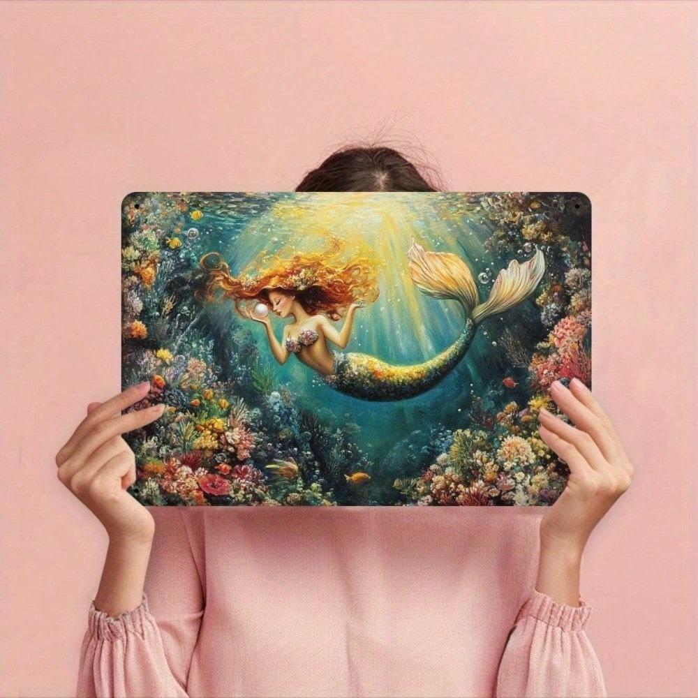 Tin Metal Sign Vintage Mermaid Wall Art 8x12 Rustic Ocean Decor Home Bar Cafe Garage Man Cave