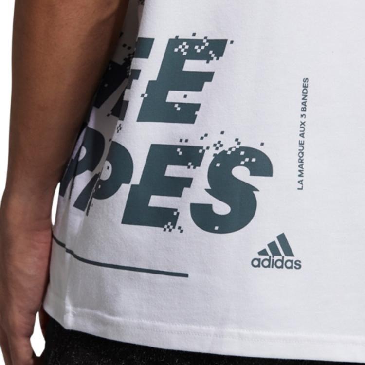 Adidas T Shirts Men's White Crew Neck Moderate Straight Fit GL8710