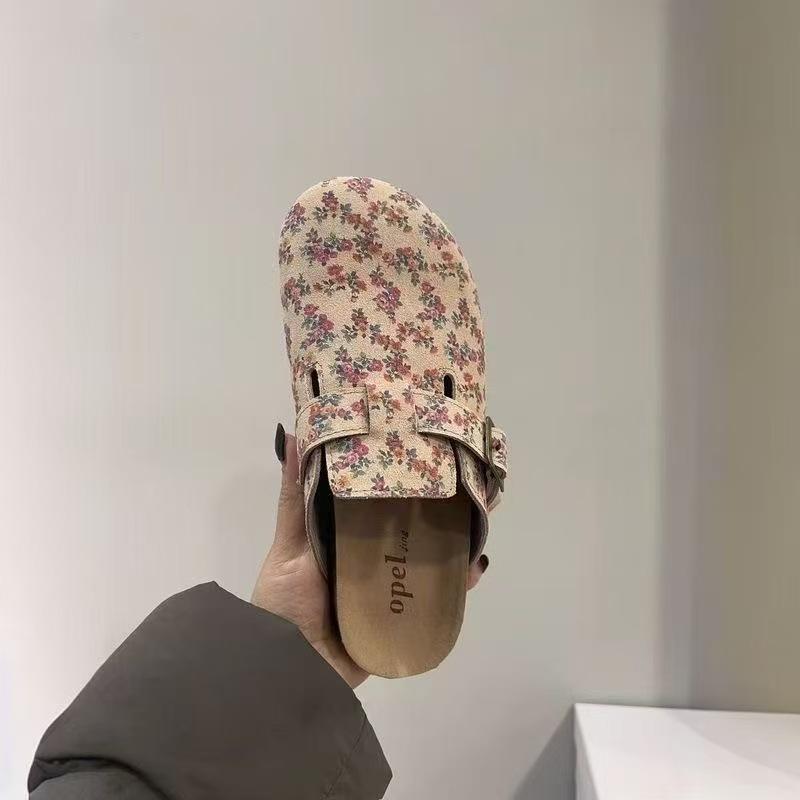 New thick-soled matte muller shoes floral bag head Birkenstocks wear half-tow Birkenstocks cool slippers
