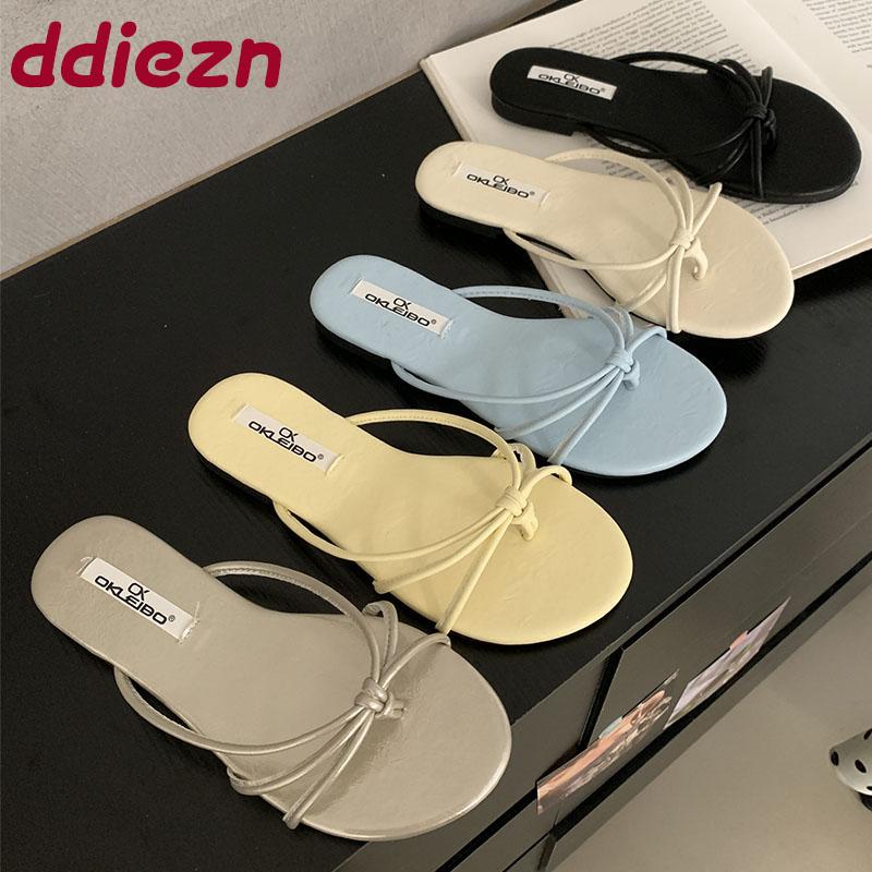 Fashion Fashion Round Toe Ladies Flats Slippers Sandals Shoes Summer Beach Female Slides Footwear Women Flats Slippers Shoes Flip flops