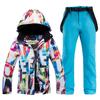 -30, Women Snow Wear Suit Sets, Snowboard Clothing, Waterproof, Winter Costume, Ski Jacket and Strap Pant, Belt Bibs for Female