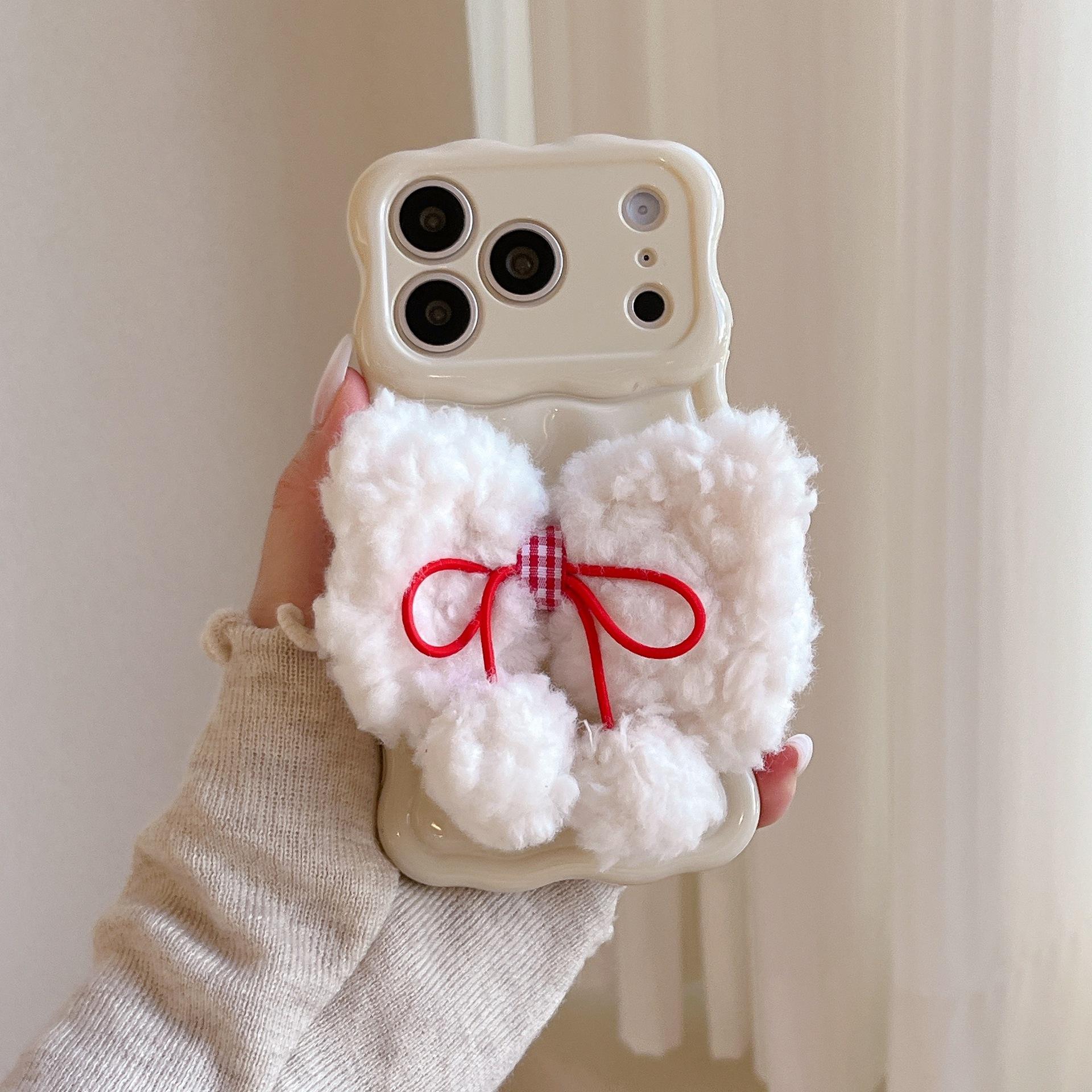 

Winter Girl Plush Bowknot Case for iPhone 16 Pro Max Apple 17 Phone Case 14/15 Wave Case 17air(without Packaging