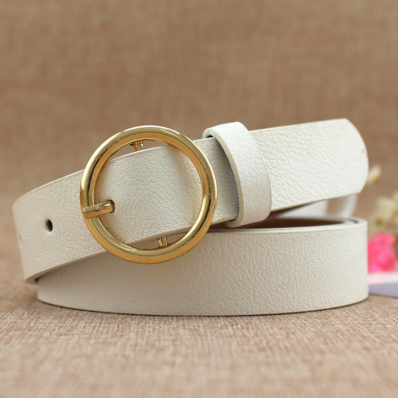 Women'S Round Buckle Belt Casual Retro Jeans Belt Women'S Decorative Thin Belt