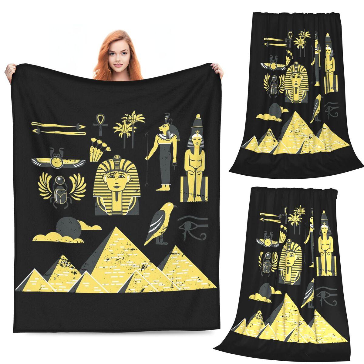 

Egyptian Pyramid Famous Architecture Blankets Soft Warm Flannel Throw Blanket Cover for Bed Living room Picnic Travel Home Sofa 80x120cm