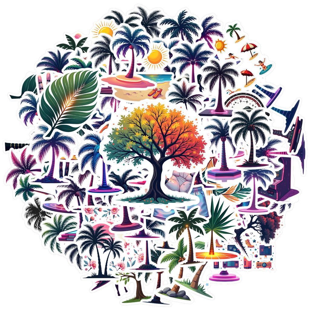 35pcs-100pcs Decals  Waterproof Decorative Stickers Tropical Stickers Palm Tree Stickers for Suitcases Computers Phones