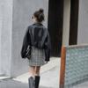 Modische locker sitzende kurze PU-Lederjacke für Damen – Vintage-Mantel im koreanischen Stil