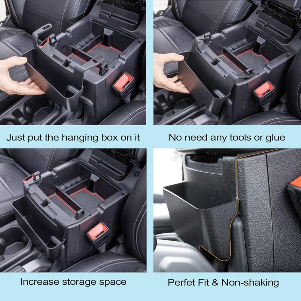 For 2018-2024 Jeep Wrangler JL 4XE Gladiator JT Premium Armrest Gap Hanging Storage Organizer Tray,Molded Center Console Side Hidden Storage Box