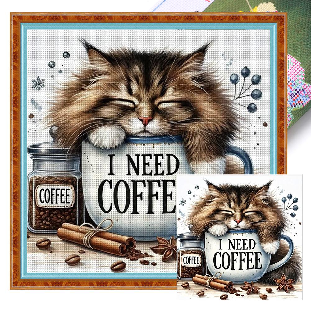 Cute Cat/Dog Full Embroidery Eco-cotton Thread 11CT Printed Cat Cross Stitch Kit Arts DIY Handmade Ornament Home Decor 40*40cm