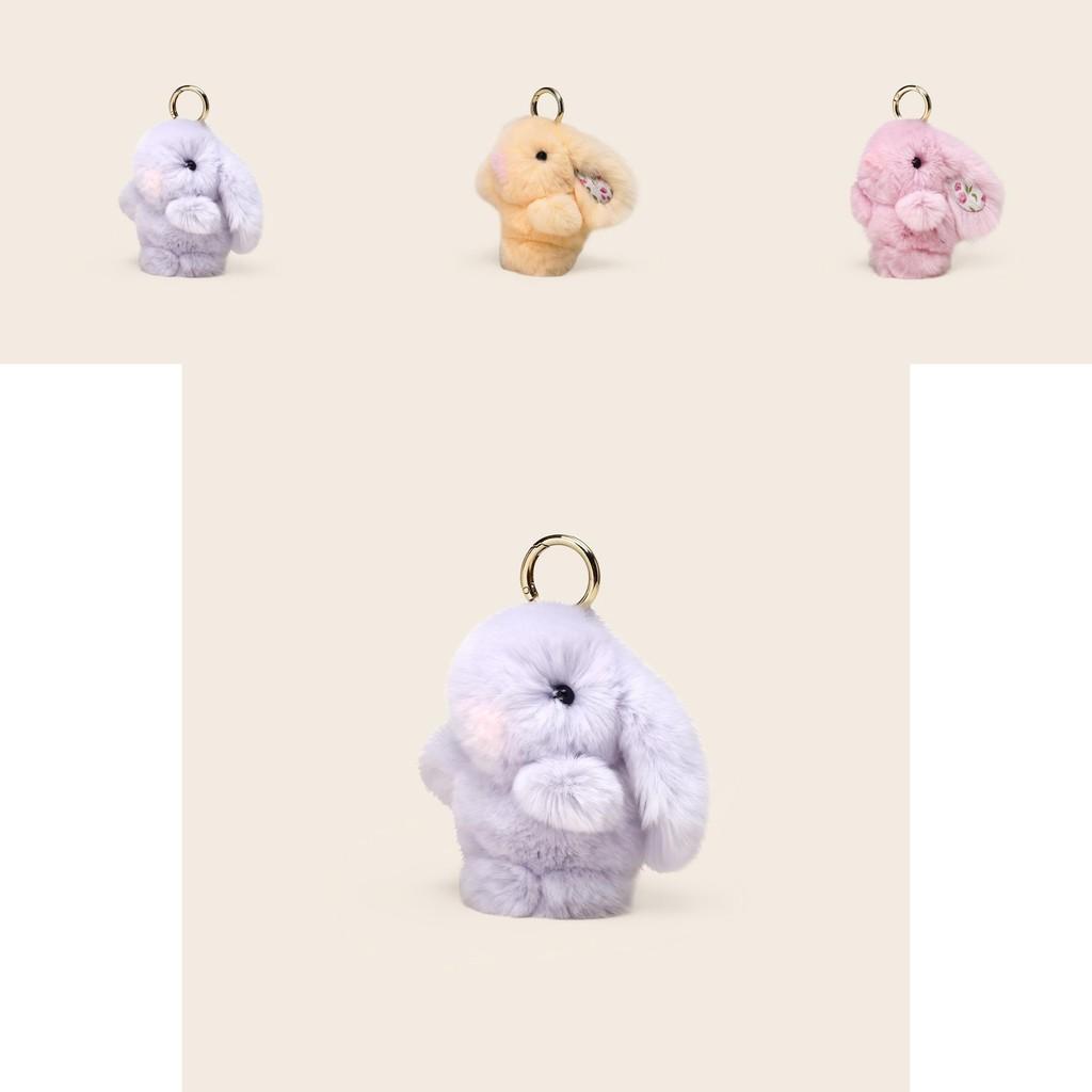Light Luxury Bunny Plush Keychain With Floral Pattern For Ladies Fashion Accessories