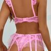 Lace Ultrathin Bra & Brief Sets Women Hollow Bras Embroidery Trikini Underwear Top Panties Set See-Through G-String Garter Belt
