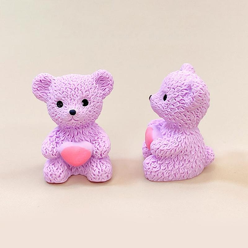 1PC Sitting Bear Mini Craft Fairy Garden Ornament Resin Kawaii Love Bear Figurines Miniature Dollhouse Home Decoration