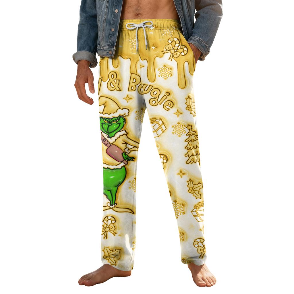 Pánské domácí měkké pyžamové kalhoty se stahovací šňůrkou s kapsami Sportovní kalhoty pro volný čas