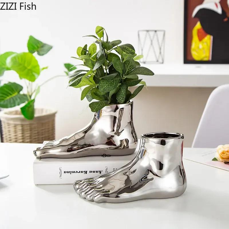 Creative Foot Vase Ornament Living Room Desktop Decoration Flowers Arrangement Succulent Plant Flowerpot Crafts Home Decoration