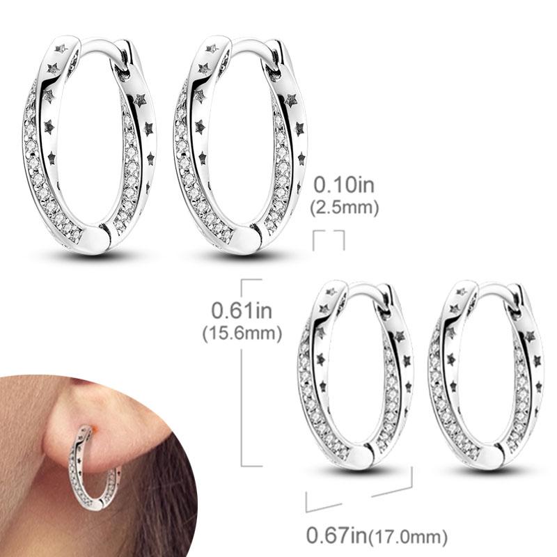 Original 925 Silver Hoops Earrings Zircon Pave Colourful Hoop Earrings For Women Fashion Jewelry Gift