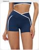 Color-Block Yoga-Shorts mit überkreuztem Bund - Hüfthebende Passform für Laufen & Fitness