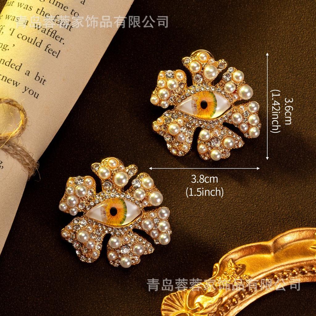 Medieval Xiapa New Vintage Devil's Eye Flower Baroque Pearl Earrings Exaggerated Personalized