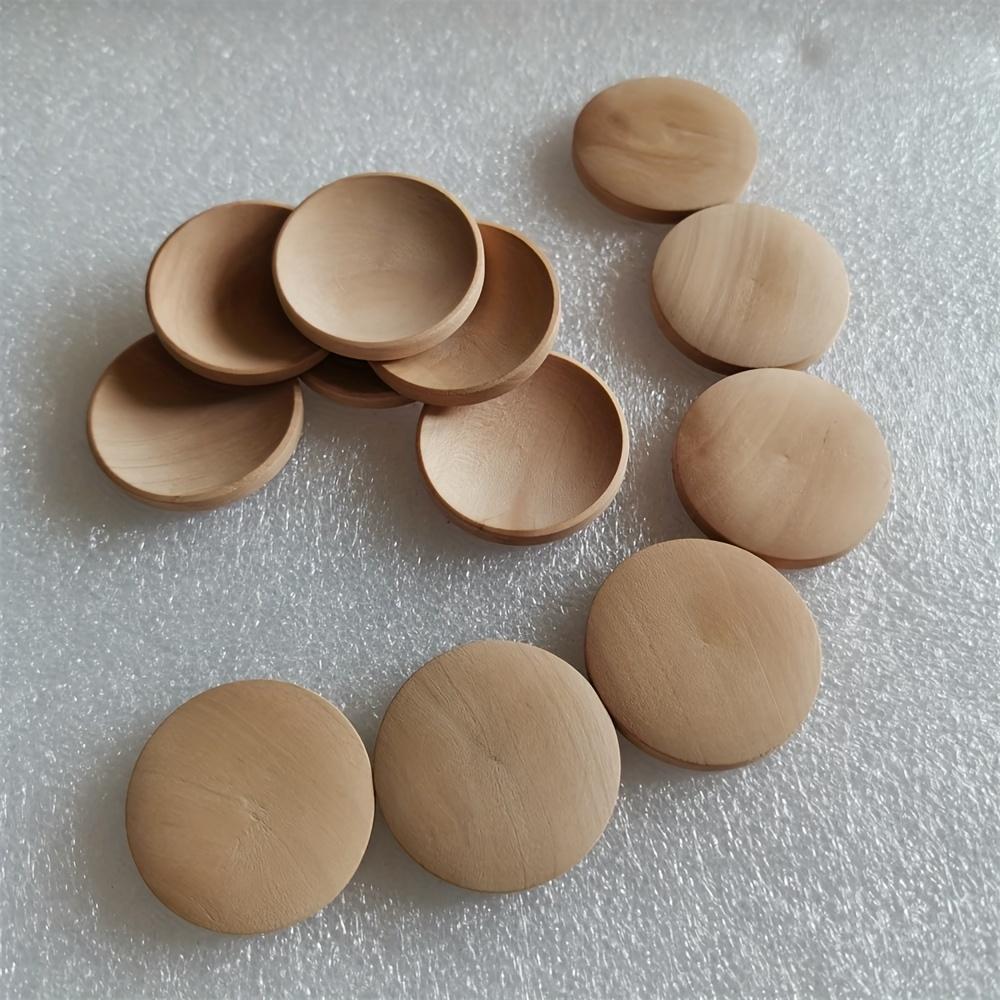 30pcs Wooden Landscape Decorations, Round In Shape Measuring 3.5 X 5 Cm, Featuring One Concave Side and One Convex Side, Ideal for DIY Projects.