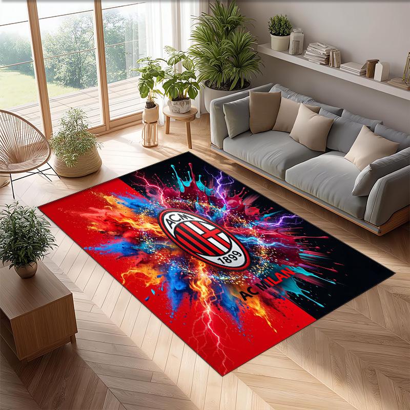 AC Milan Printed Flannel Area Rug Non Slip Soft Polyester Floor Carpet Indoor Decor Mat for Bedroom Living Room Sofa Game Room Home Decoration