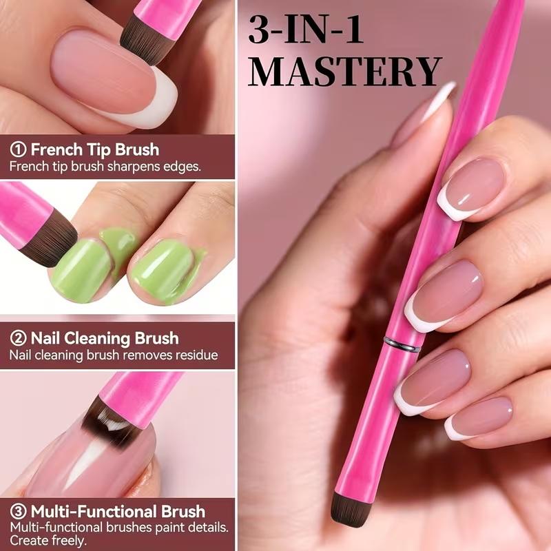 French Nail Brush, With Multi-Function Brush Head - Fine Nail Brush, Suitable For Gel And Acrylic Nails, Precise Cleaning