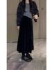 High-Quality French A-Line Black Velvet Skirt, Spring/Autumn 2026, Mid-Length, Plus Size, Flaw-Hiding Design