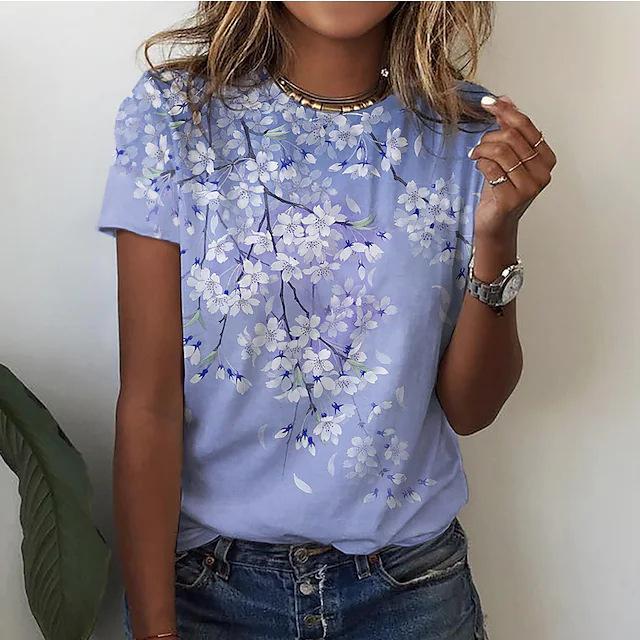 

Женский топ с коротким рукавом и круглым вырезом, обычный, модный, с креативной 3D цифровой печатью, новая женская одежда 3175 EMA 6XL