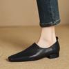 Fashion 2025 Spring New Soft Genuine Leather Women Heels Shoes Square Toe Comfortable Fashion Casual Low Heel Shoes Four Seasons Shoes
