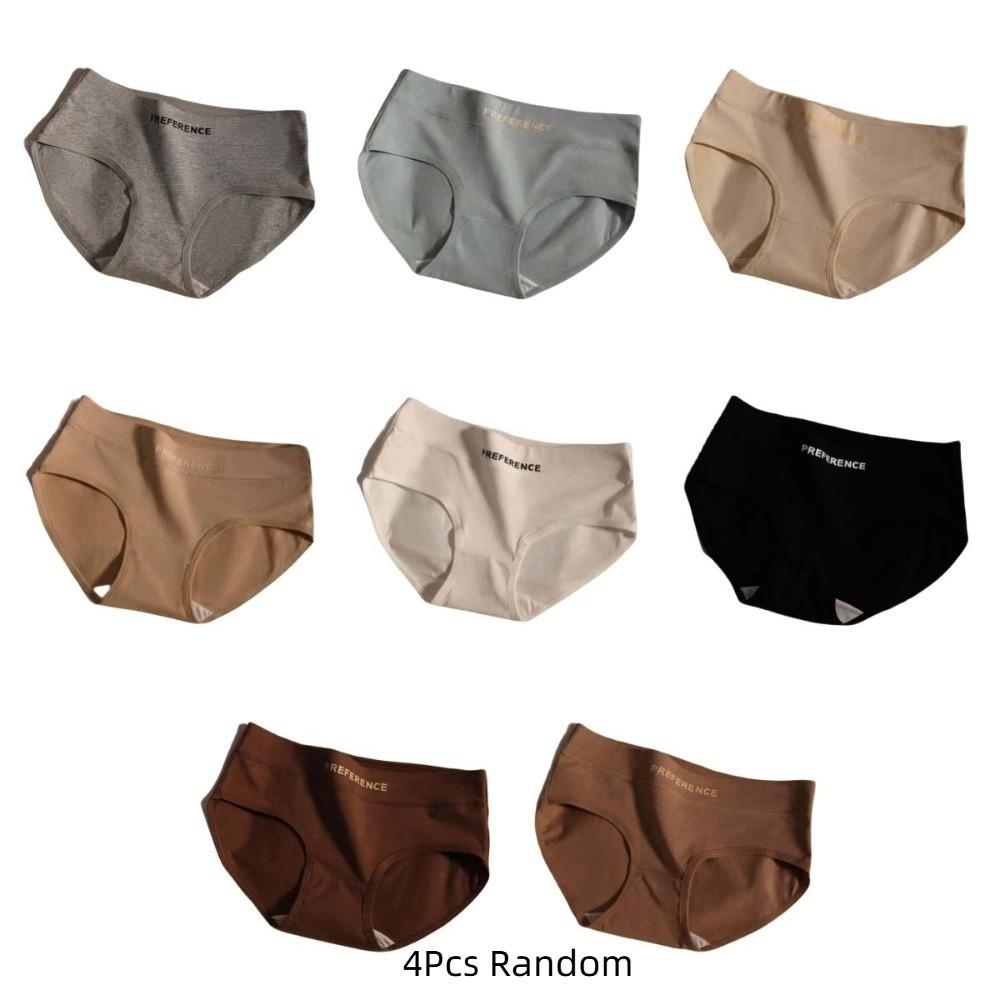4Pcs Elastic Female Cotton Briefs Cotton Crotch Letter Underpants Women Cotton Panties Set  Lady