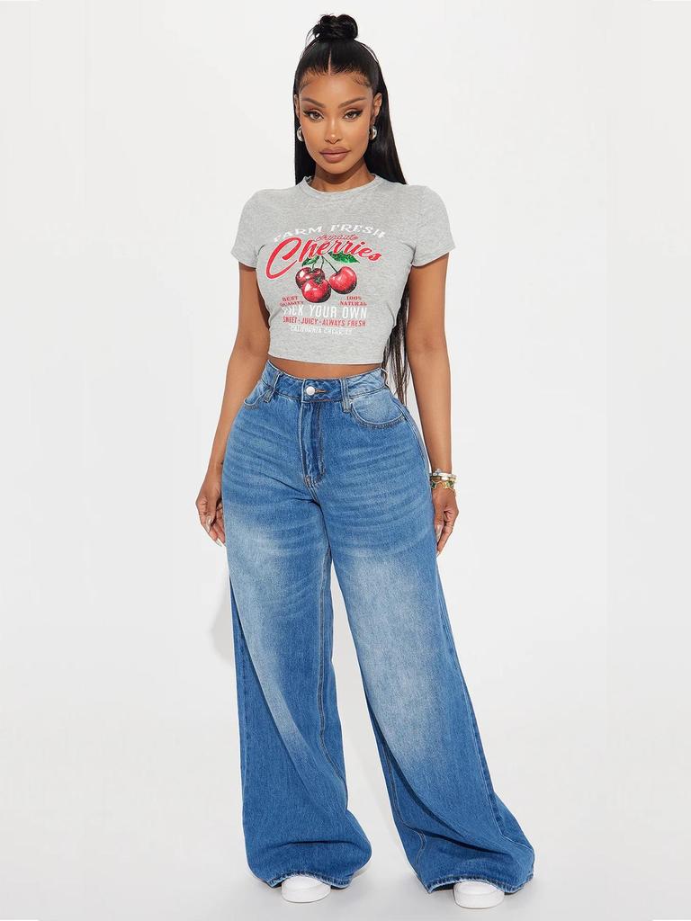 Y2K Women's Retro Washed Wide-Leg Baggy Jeans