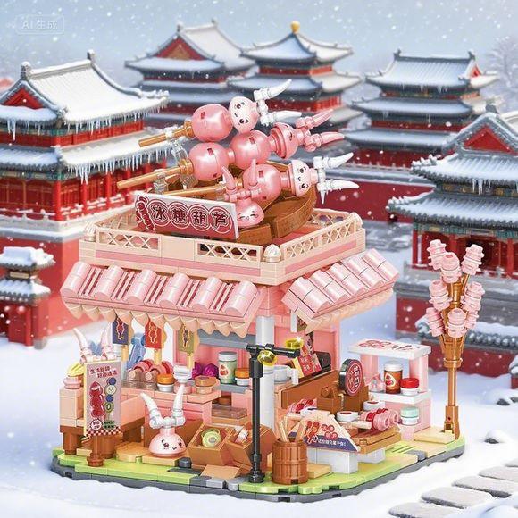 

New Food Shops Building Blocks Chinese Noodle House Girl City Street Scenery National Snack Street Food Shop Decoratio Gift No Box