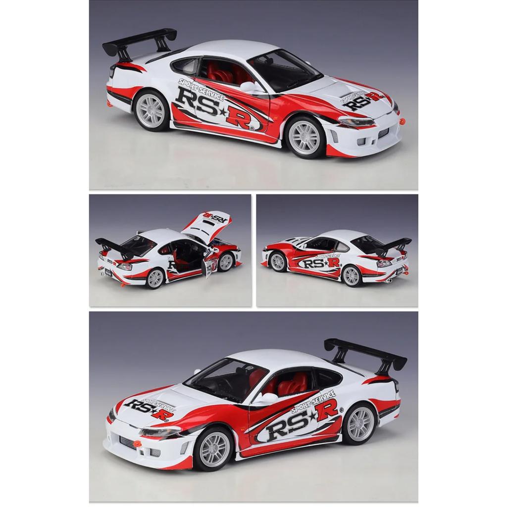 Welly 1/24 Nissan Silvia S15 RSR Alloy Sports Car Model Diecasts Metal Track Racing Car Vehicles Model Simulation Kids Toys Gift