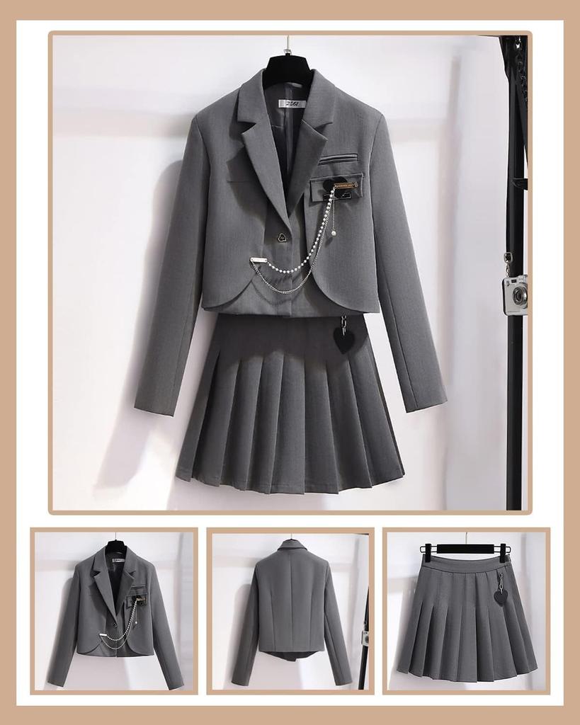 JIURUN Lolita Uniform Gothic Lolita Military Halloween Anime Mori Girl Pleated Skirt and Gothic Plus Perfect for Graduation 4-Piece Set, Costume,
