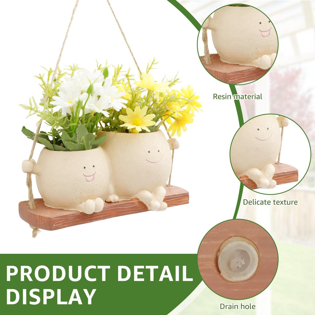 Smiley Face Flower Pot Cute Swinging Smiley Face Hanging Planter Cute Vase Indoor and Outdoor Decor Hanging Flower Pots