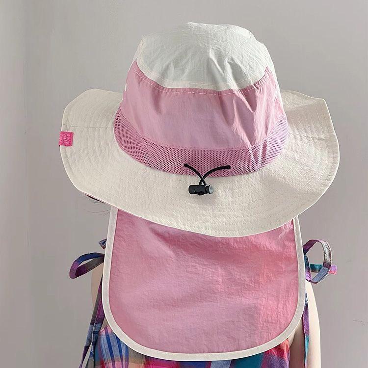 Children's Unisex Wide Brim Sun Hat with Shawl - Spring & Summer Korean Style