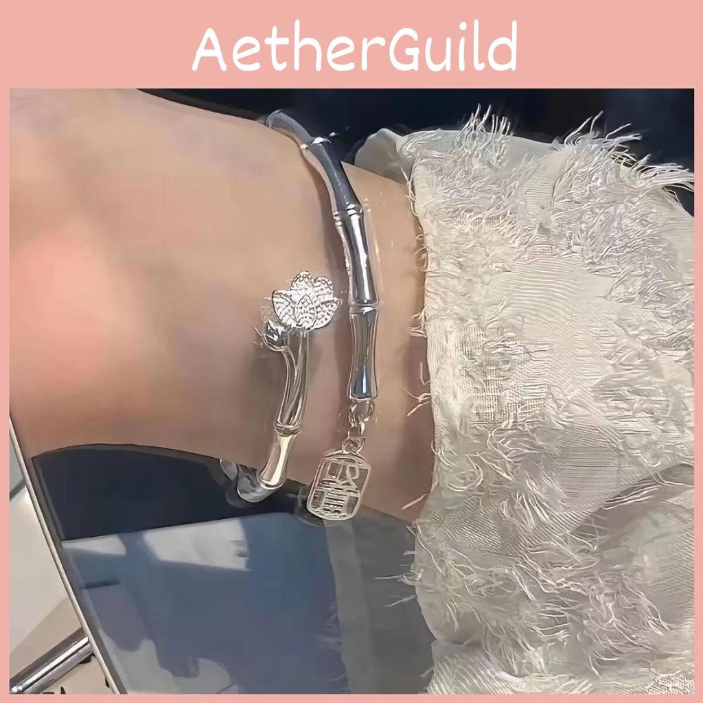 Elegant Alloy Lotus Bamboo Bracelet Stylish High-end Bangle Summer 2024 Jewelry