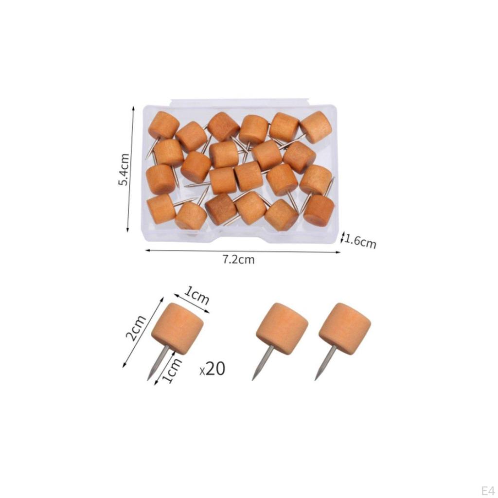 Decorative Drawing Pins Assorted Shapes Wooden Push Easy to Insert Head Thumbtacks for