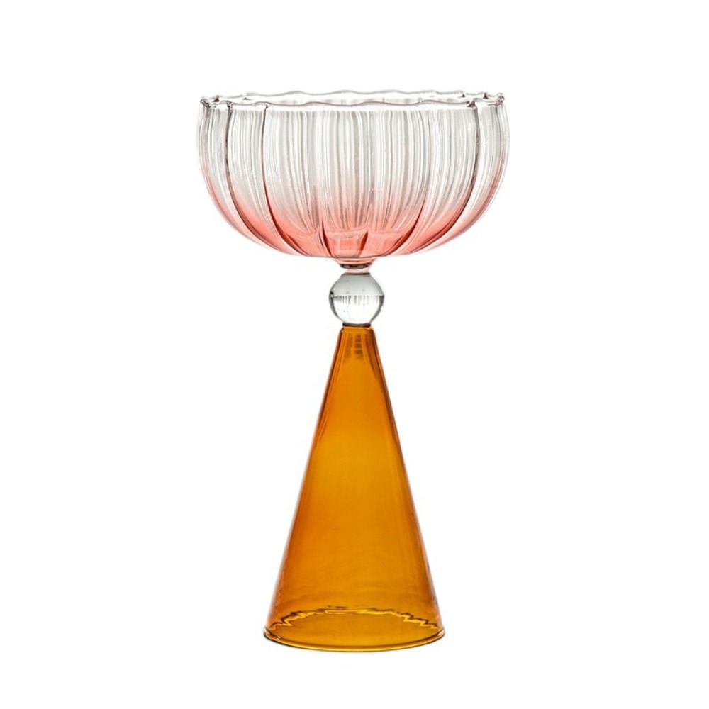 Irregular Shape Goblet Cup Ripple Style Dessert Cup Drinkware Colorful Glass Ice Cream Cup  Bar