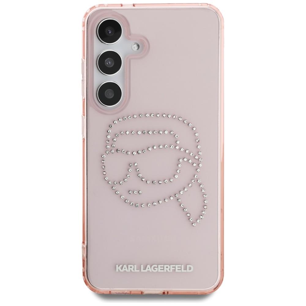 Karl Lagerfeld Rhinestones K Case. Head  Logo For Samsung Galaxy S25 Pink