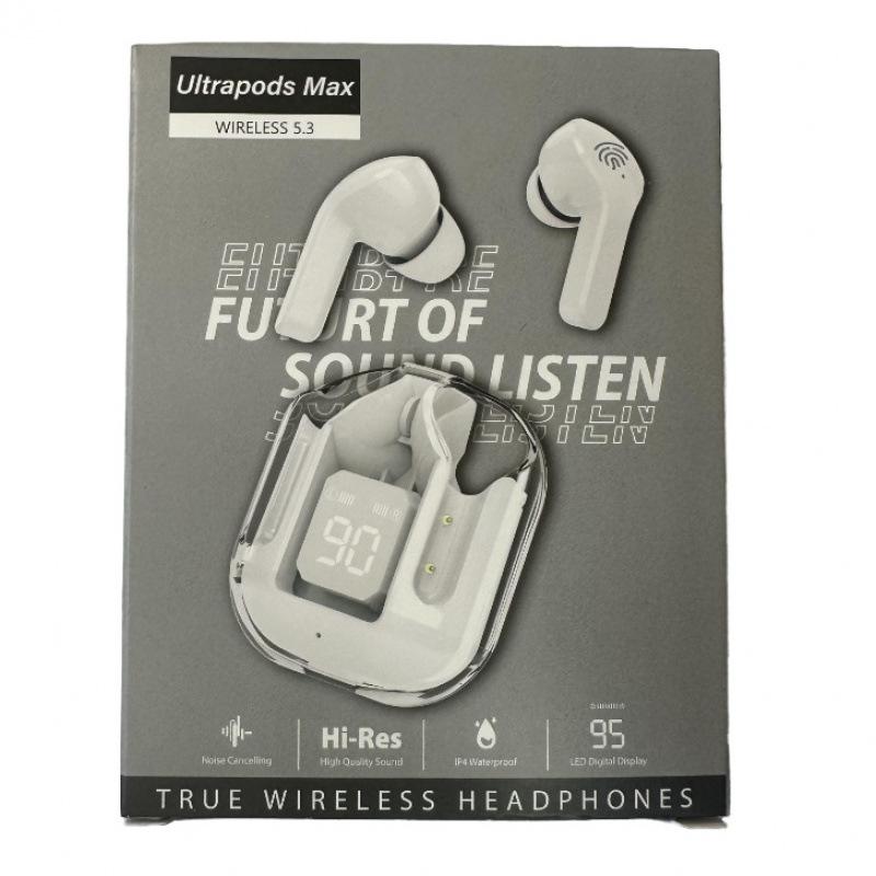 1 Set Soft Silicone In-Ear Design Wireless Sports Earbuds Transparent Tws Bluetooth Earphones Hifi Stereo Audio Led Display