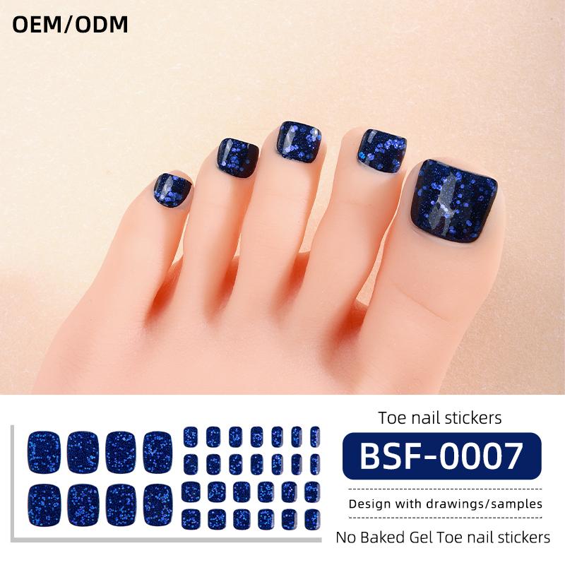 Popular Style New 3D Waterproof Nail Sticker Plastic UV Free Nail Wraps Toe Wraps