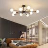 Modern Flush Mount Ceiling Light Metal Art Industrial Ceiling 10 Lights Black Sputnik Painted Finish Chandelier for Kitchen Farmhouse Living Room