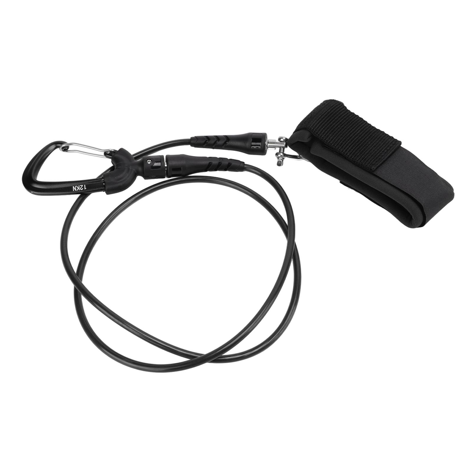 Neoglint Orange Freediving Lanyard Leash Diving Safety Rope Cable With Wristband Carabiner For Underwater Sportsblack