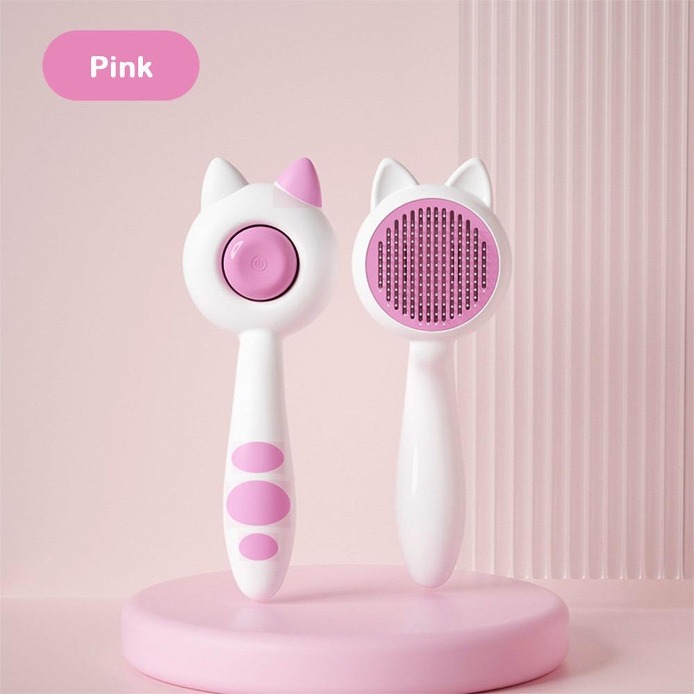 New Self Cleaning Pet Hair Removal Comb Easy To Clean Massage Cat Brush Deshedding Comb Cat Grooming розовый