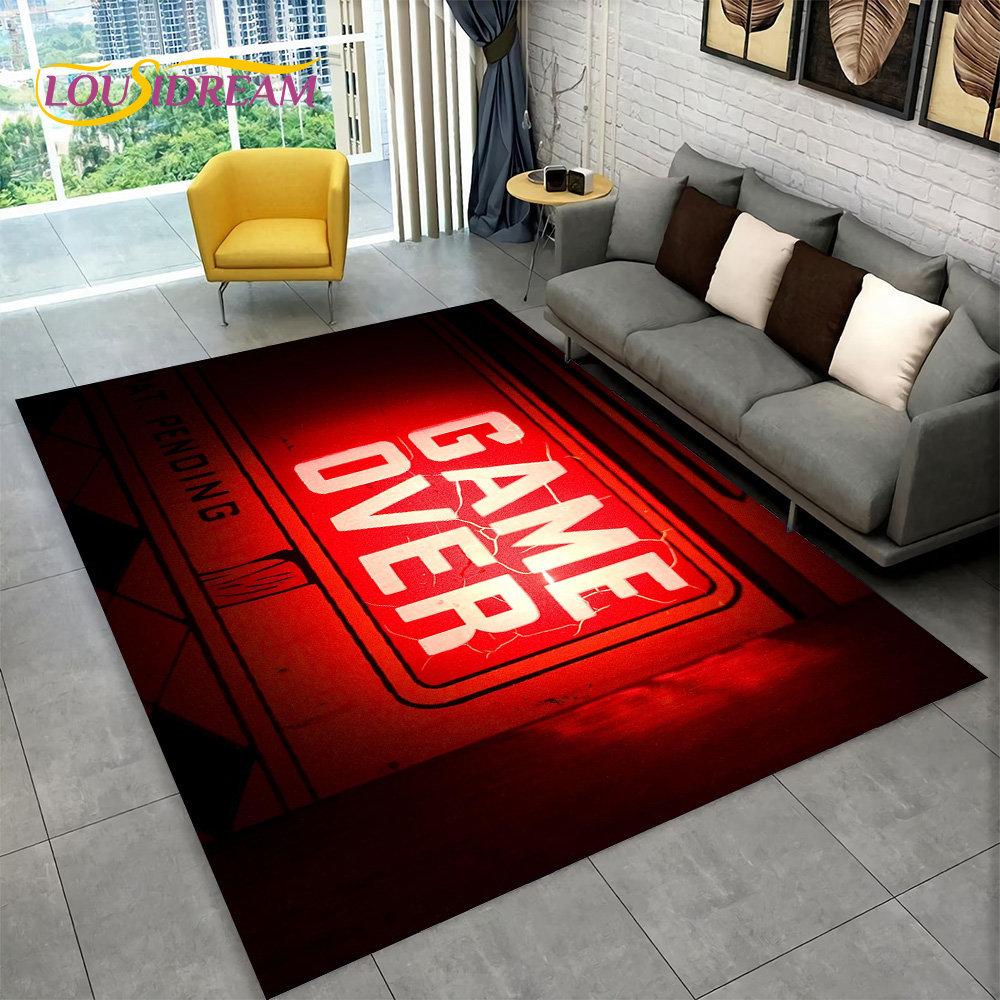 Tappeto a Pelo Corto Cartoon 3D Area Rug Giocatore Game Over, Tappeto per Soggiorno Camera da Letto Divano Sala Giochi Zerbino Decorazione, Tappetino Antiscivolo per Gioco Bambini