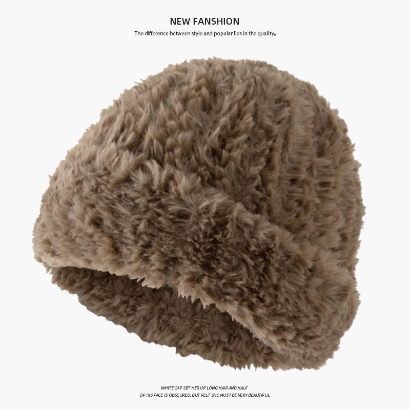 

Женская зимняя вязаная шапка: Защита от холода, Теплый, Плюшевая защита ушей, Свободный крой, Универсальный, Подходит для больших голов, Дизайн, стройнящий лицо. One Size